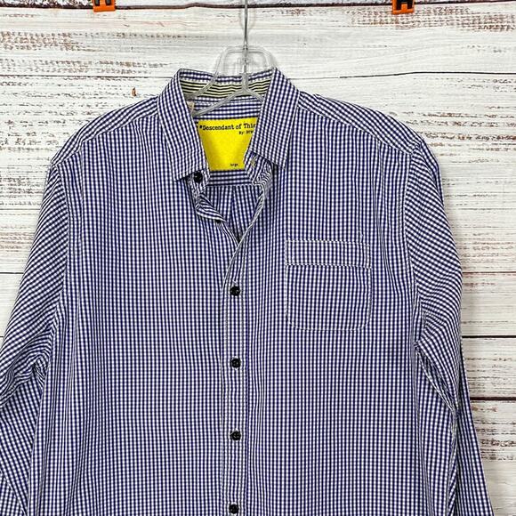 Descendent of Thieves Purple Gingham Dress Shirt, EUC, Size Large, MSRP $155 - Picture 2 of 11